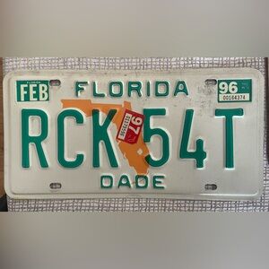 Florida License Plate with Orange and Green Design